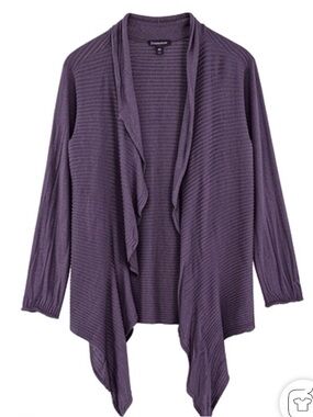 Eileen Fisher Purple Heathered Linen Cotton Blend Cardigan